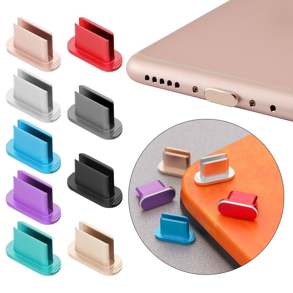 1Pc Metal Anti Dust Charger Dock Plug Micro/Type C/IOS Charging Port Stopper Cap Cover For iPhone 13 Pro Max Samsung Galaxy S22