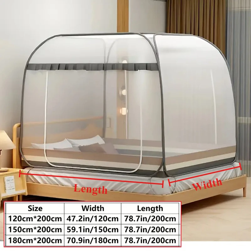 1pc Double Door Easy-Setup Portable Mosquito Net with U-Shaped Zipper -Perfect for Camping,Gardens,Patios,and Bed Protection 모기장