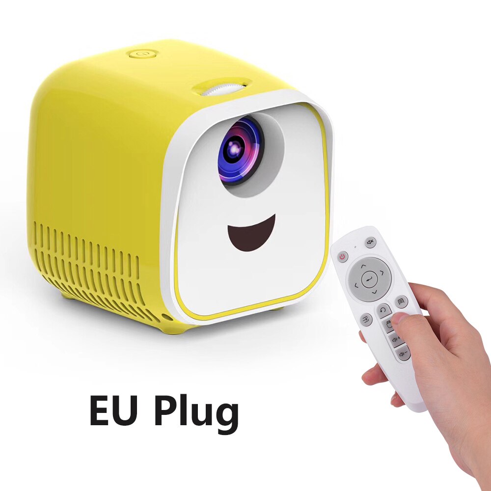 L1 – Mini projecteur Portable pour enfants, wi-fi, USB, 1000 Lumens, 480x320p, pour famille, PC Portable, TV: Yellow EU Plug