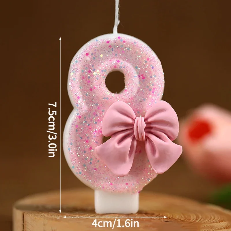 Number Cake Candle Pink Glitter Birthday Candle 1 2 3 4 5 6 7 8 9 3D Number Candle Cake Topper Birthday Party Cake Decor: Fluorescent Pink
