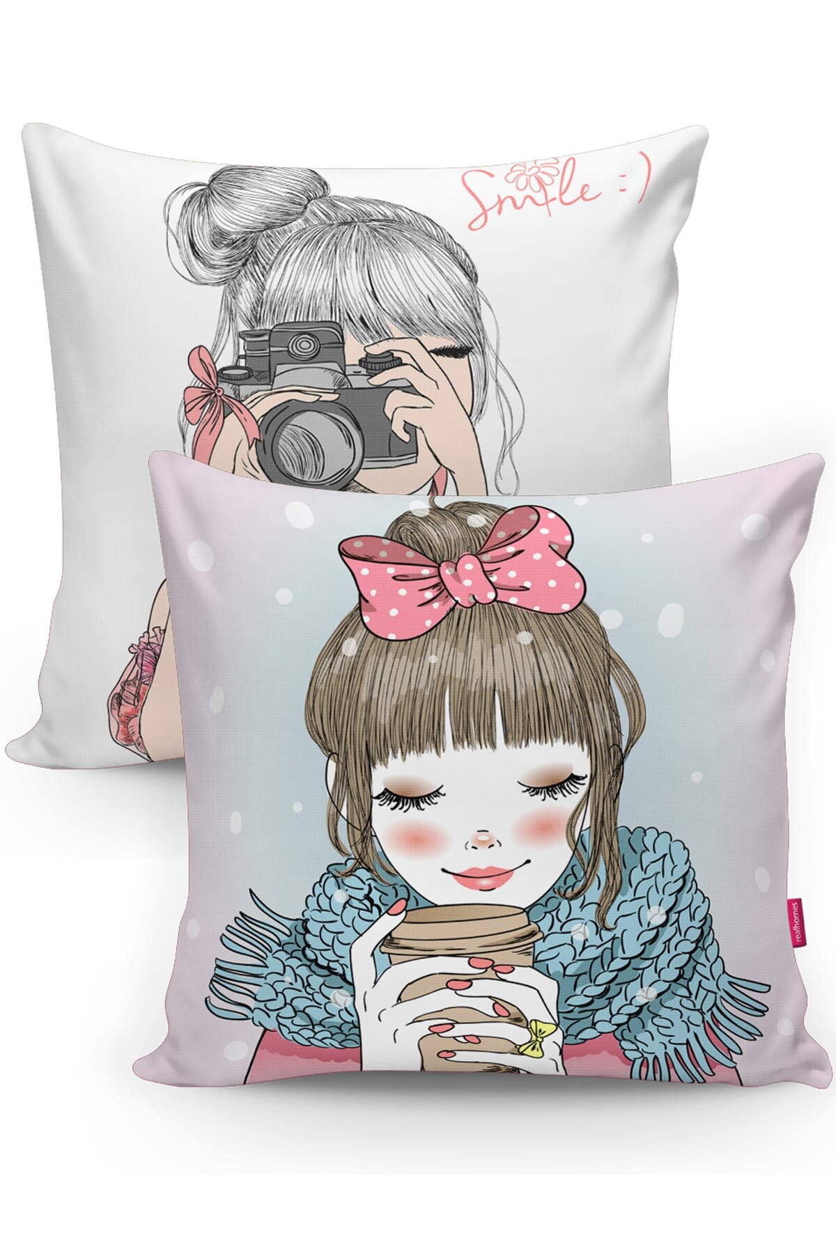 fille modèle 2 li oreiller décoratif décorer ensemble de cas