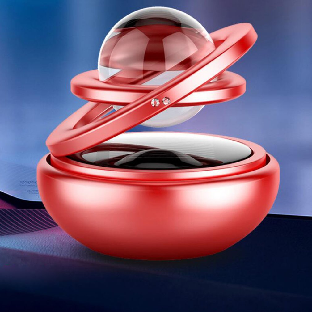 Esfera de cristal colgante giratoria para coche, fragancia de doble anillo de estrella Solar, esférico de cristal para limpiar el aire, exquisita y fragancia: Red