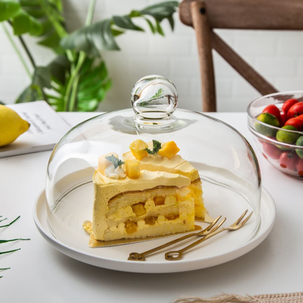 1pc genomskinliga dammsäker glasöverdrag tårtskydd hållbart foderskydd (diameter 13cm,  hög 11cm,  skumpack)