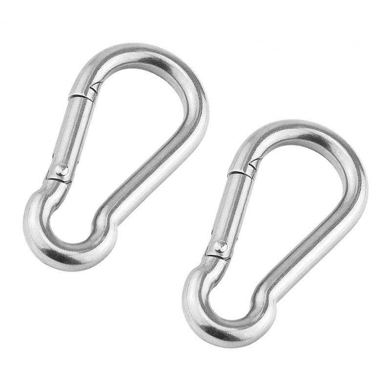 Carabiner Clip Snap Hook Stainless Steel M5x50mm Camping Sports Karabiner