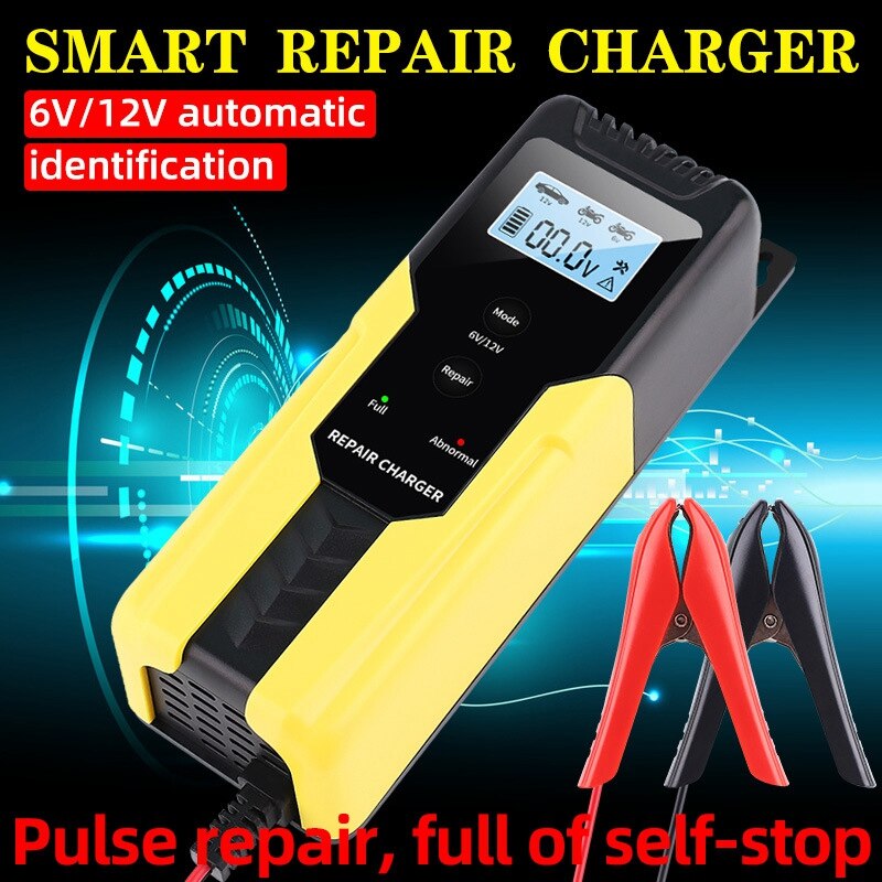 Automatic Car Battery CHarger 12V Intelligent Auto Plus Repair Maintainer CHarging for Motorcycle Moto 6V 12V EU Plug