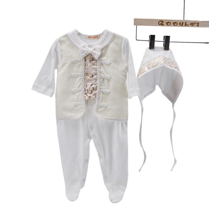 Gooulfi Baby-Karosserie 3-6 Monate Baumwolle Taufe setzt Baby-Karosserie lang Ärmel Mit Hütte Einfarbig Baby Gesamt Jungen: 261065-sahne / 3M