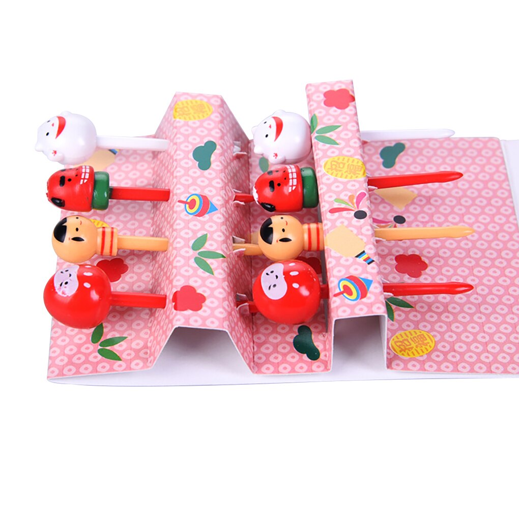 10pcs Cute Cartoon Fruit Fork Set Twisted Party Buffet Fruit Desserts Food Cocktail Sandwich Fork Stick For Home Party Supplies