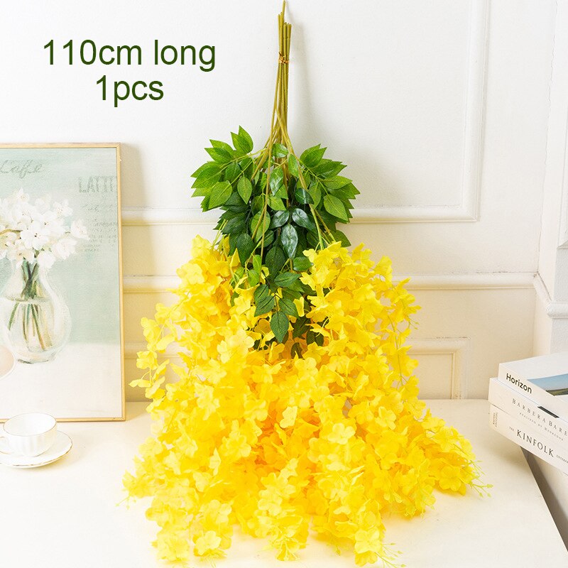 1PC 110cm Silk Wisteria Flowers White Hanging Flower For Decor Artificial Plants For Wedding Party Wall Decoration DIY Home: 10