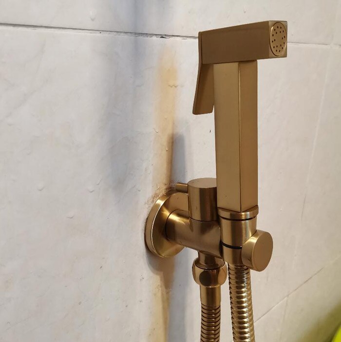 Børstet gull bidet spray dusj sprøyte sett toalett shattaf sprøyte dusj kit bidet kran sprøyte  bg23: Sett