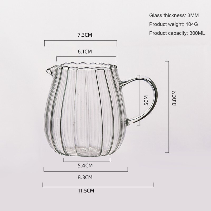 Jarra de leche de cristal a rayas japonesa, taza resistente al calor, separador de café, té de la leche, jarra transparente con mango: A1