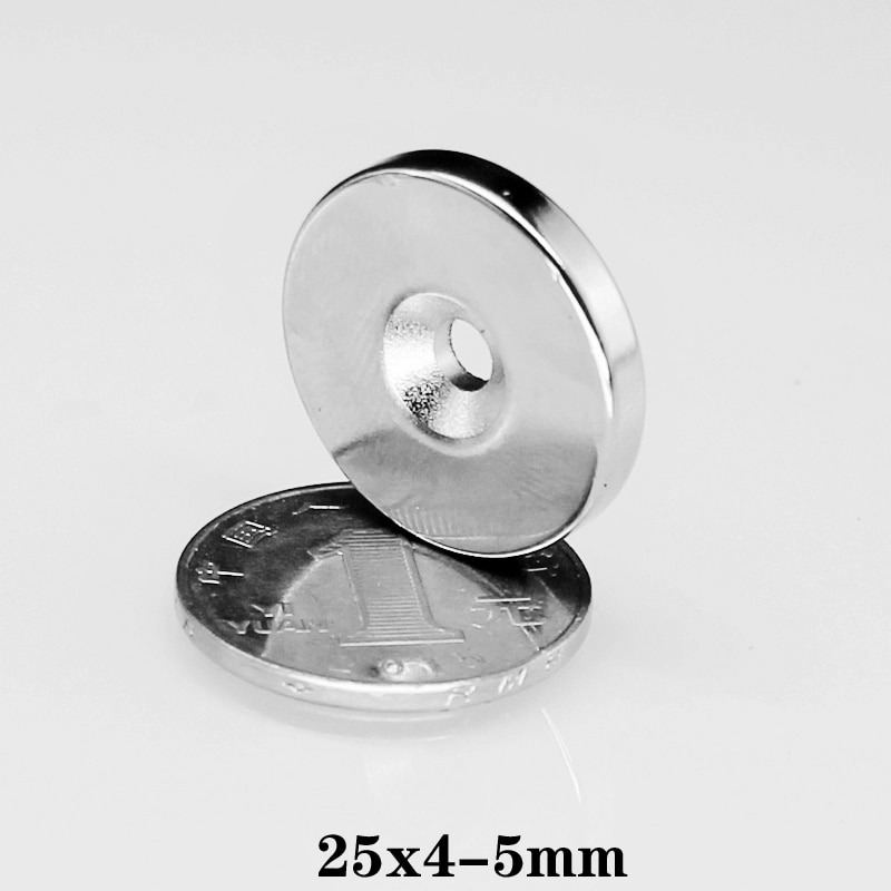 2 ~ 30Pcs 25x4-5 Neodymium Magneet 25*4 Gat 5Mm N35 Ronde Sterke Verzonken Permanente Magnetische Magneten 25*4-5 Disc Magneet 25x4