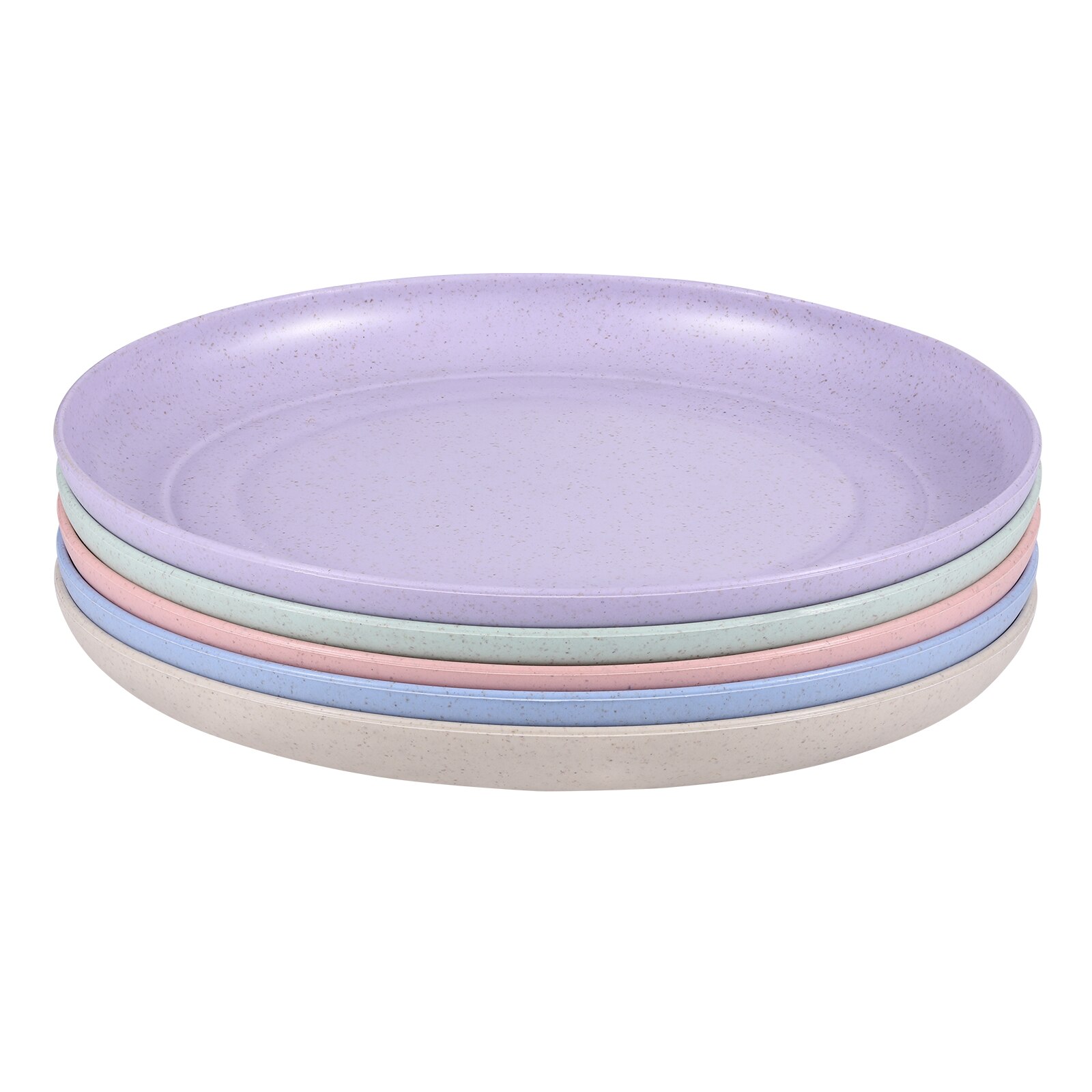 5pcs Wheat Straw Plates Unbreakable Lightweight Dinner Plates Reusable Sturdy Dinnerware Set for Home Kitchen