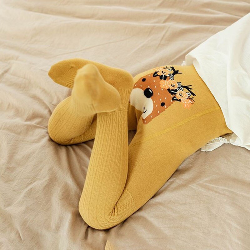 Meias infantis estampadas para meninas, meias de meia-calça com estampa de desenho de animal para bebês e crianças primavera outono