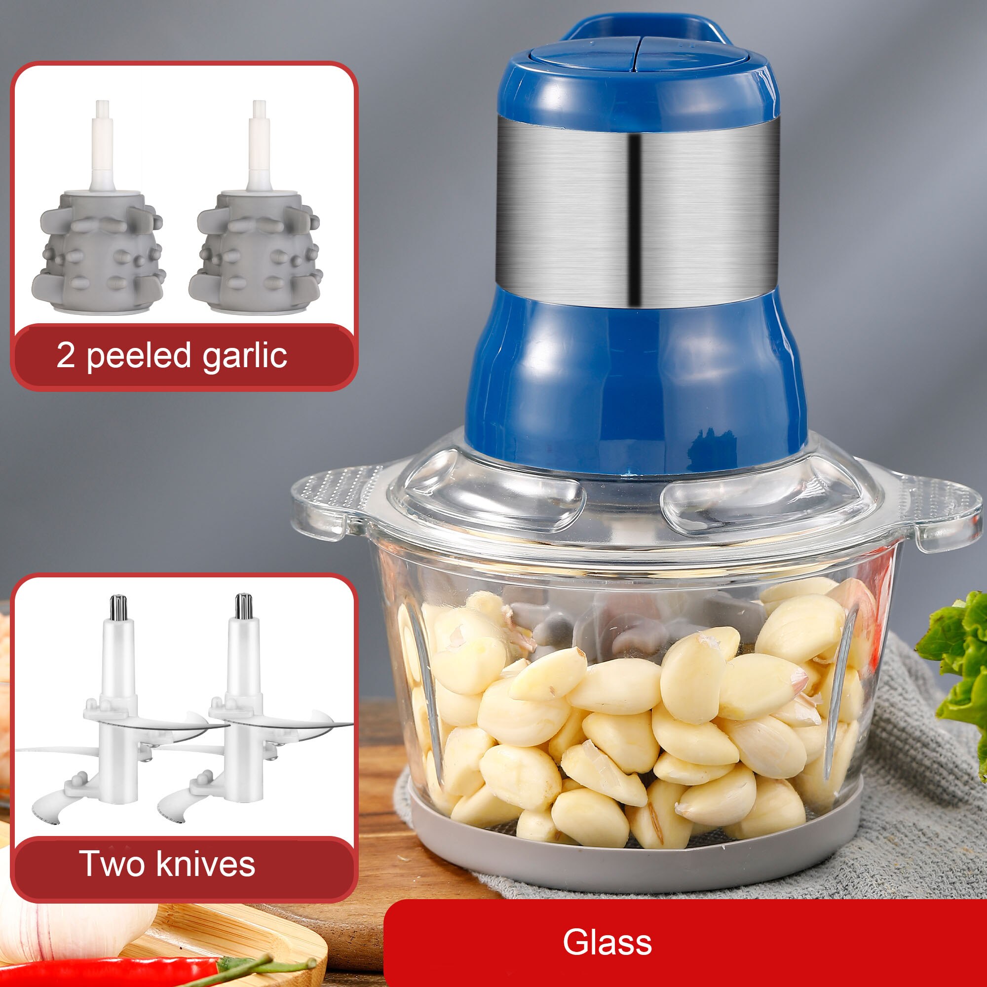 Multfunctional Garlic Peeler Household Electric Meat Grinder Garlic Shredder Fruit and Vegetable Chopper Kitchen Tool: Type D