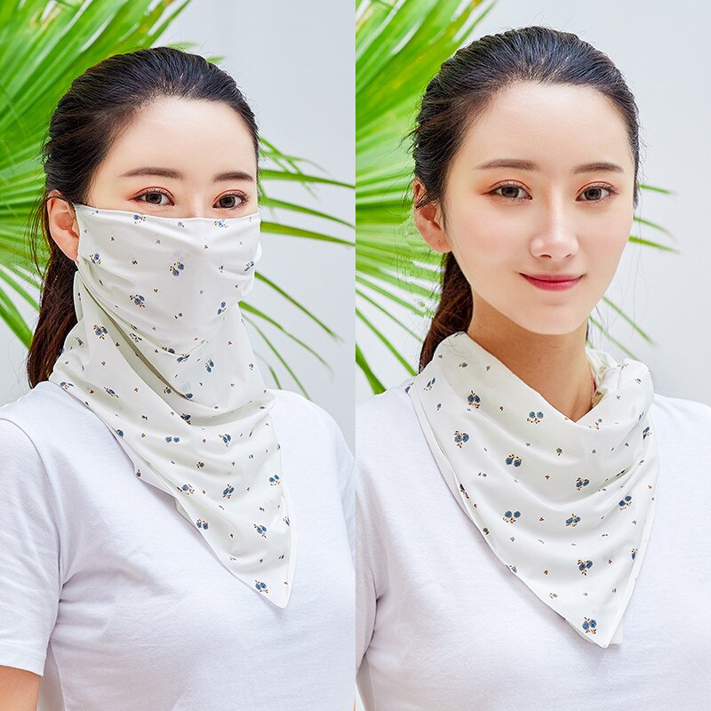 neue Seide Schal Maske Halstuch Sonnenschutz Magie Schals Nacken wickelt Schal Maske Schal Frauen: Weiß