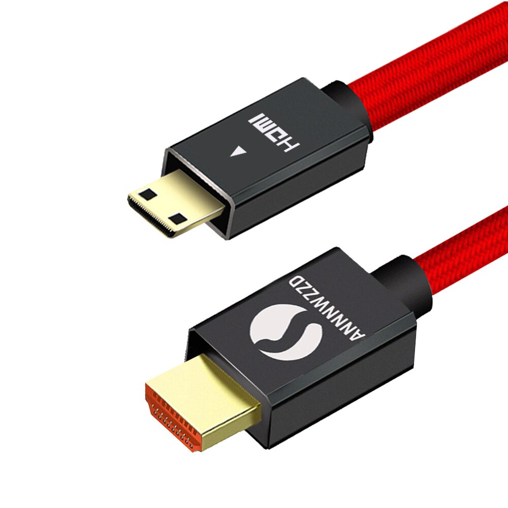 Mini hdmi kabel  v1.4 1m 2m 3m 5m stik (type c) til stik (type a) kabel | forgyldt 1.4a ægte 3d | 1080p | 2160p: Rød / 5m