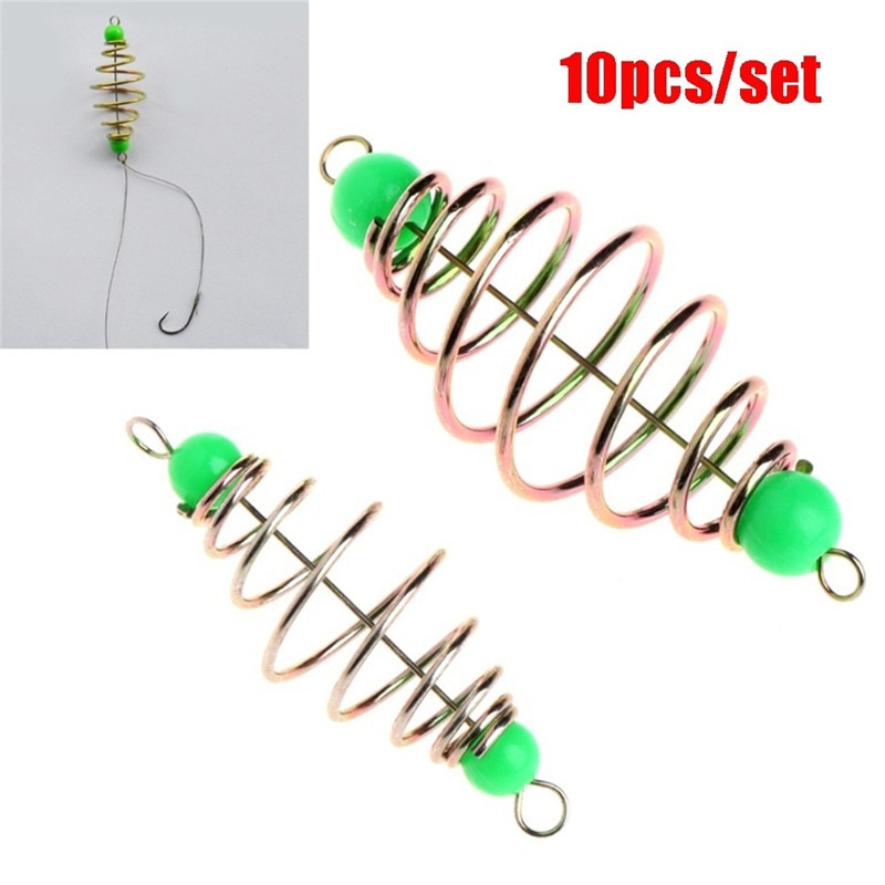 10 Pcs/Set fishing hook Bait spring Hanging Tackle Stainless Steel Feeder Lure Olive Shape Fish Tools Accessories