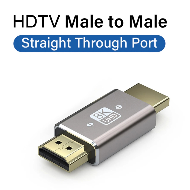 Mini adaptateur de câble de connecteur HDTV 2.1, 8K, 60HZ degrés, convertisseur mâle à femelle, Extension de câble HDTV pour TV, ordinateur portable, Monito PC: WHITE