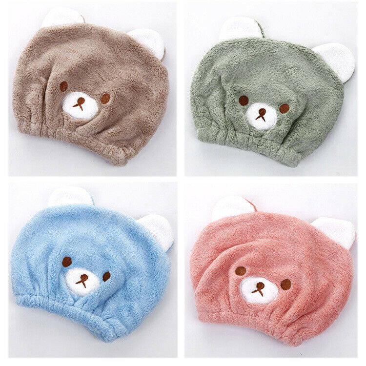 Rapid Drogen Haar Handdoek Leuke Kinderen Cartoon Beer Print Rapid Drogen Haar Handdoek Dikke Absorberende Douche Cap Snelle