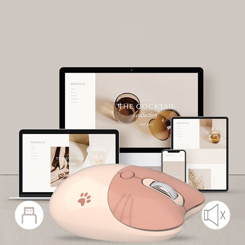 2.4G USB Wireless Mouse Cute Cartoon Pink Mini Mouse 1600DPI Optical Computer Mause Office Ergonomic Silent Mice For Girls