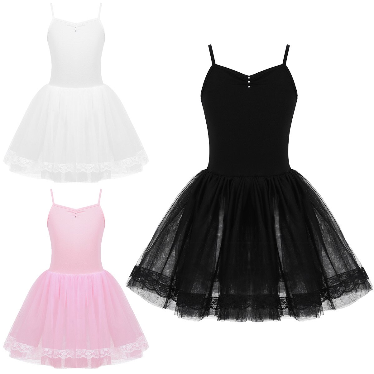 Kids ballroom danswedstrijd jurken Geknepen Voorkant met Strass Ballet Tutu Jurk Ballerina Gymnastiek Turnpakje voor Meisjes