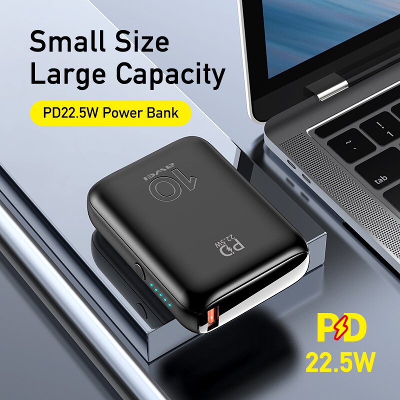 Awei P115K Mini Draagbare Power Bank 9000Mah Pd Snel Opladen 22.5W Max Type C Usb Lading Reizen Powerbank voor Alle Mobiele Telefoon