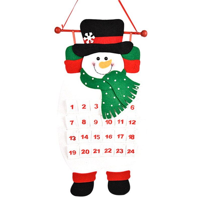 Año Calendario de Adviento de Navidad fieltro 3D colgante Calendario de Adviento reutilizable cuenta atrás para Navidad calendario decoración de Navidad