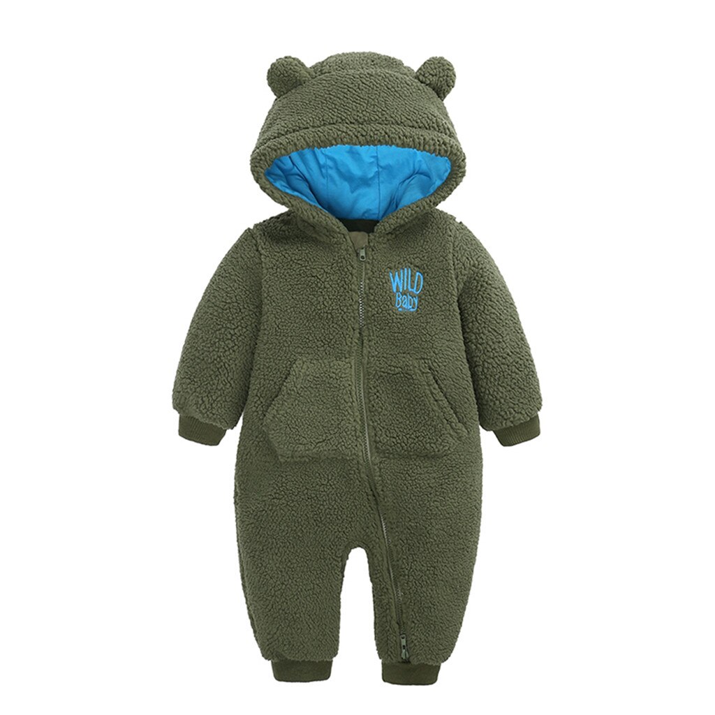 ARLONEET 2020 del bambino dei ragazzi di inverno Delle Ragazze di spessore cappotto Dell'orso del Fumetto del pagliaccetto Della Tuta Della chiusura lampo Con Cappuccio della tuta sportiva del bambino del cotone del cappotto della tuta sportiva: Green / 12-18 Months