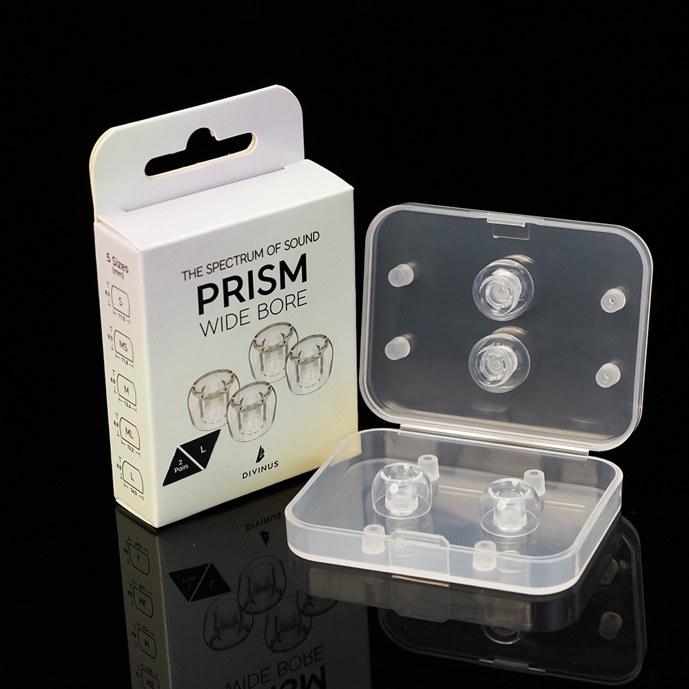 Divinus Prism Wide Bore LSR Earphone Eartips For 4-6mm Nozzle, Earphone Ear Tips for Dunu Davinci, AFUL Performer 5+2, JUZEAR: Dark Grey
