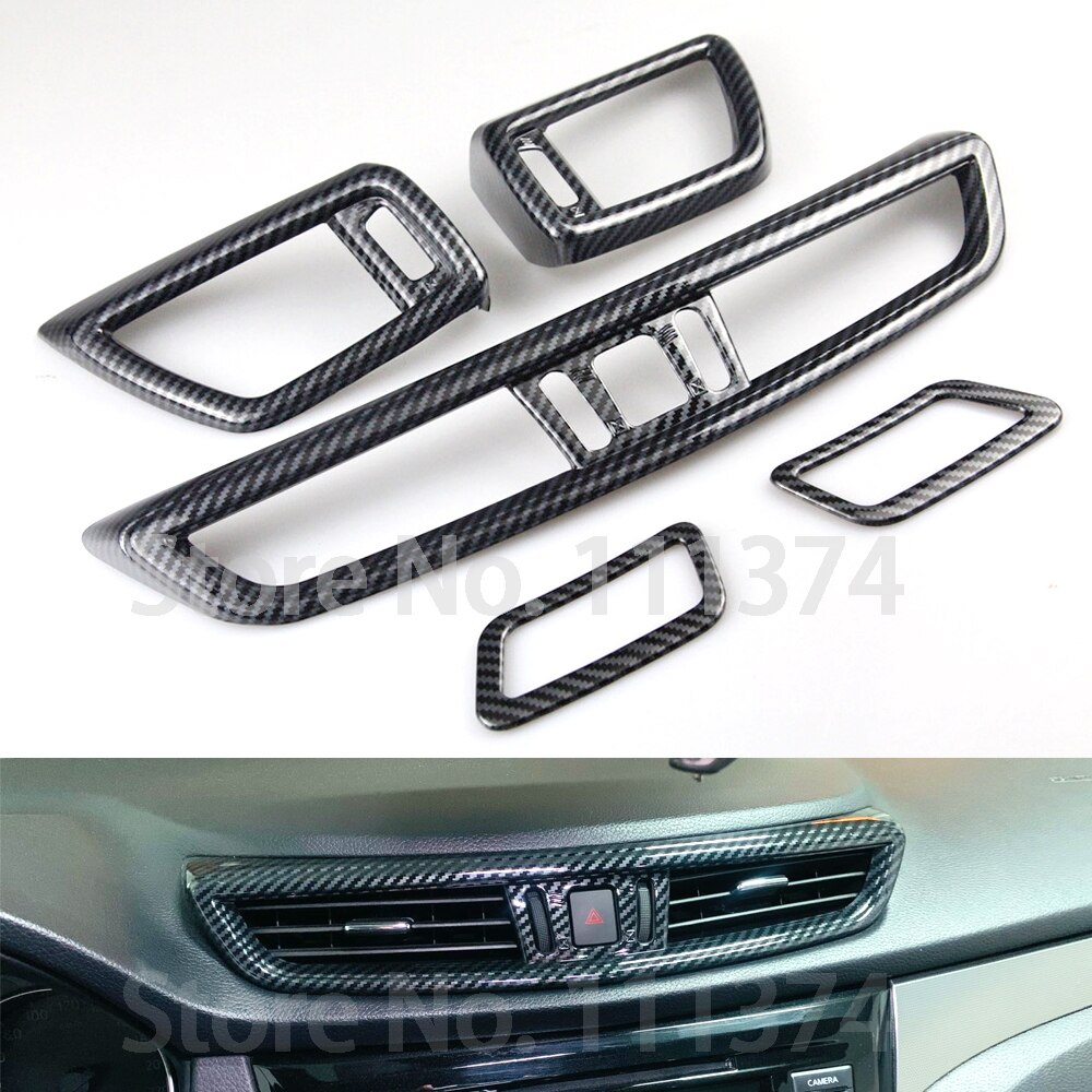 Aspecto de carbono cromado para Nissan Qashqai J11 para salpicadero aire acondicionado cubierta de salida de ventilación embellecedores Accesorios: CF 3