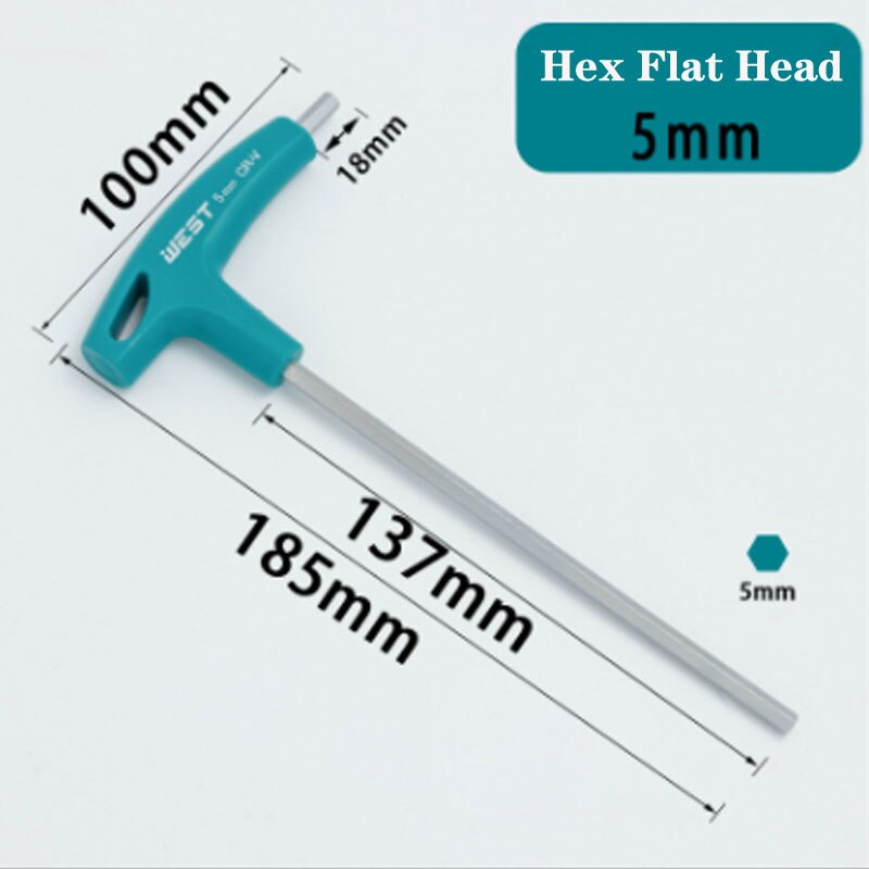 T-Handle Spanner Allen Key Hex Wrench Cr-v Alloy Flat Head Hexagon Universal Screwdriver Hand tool Universal Quick Snap Adapter: 5mm-1PCS