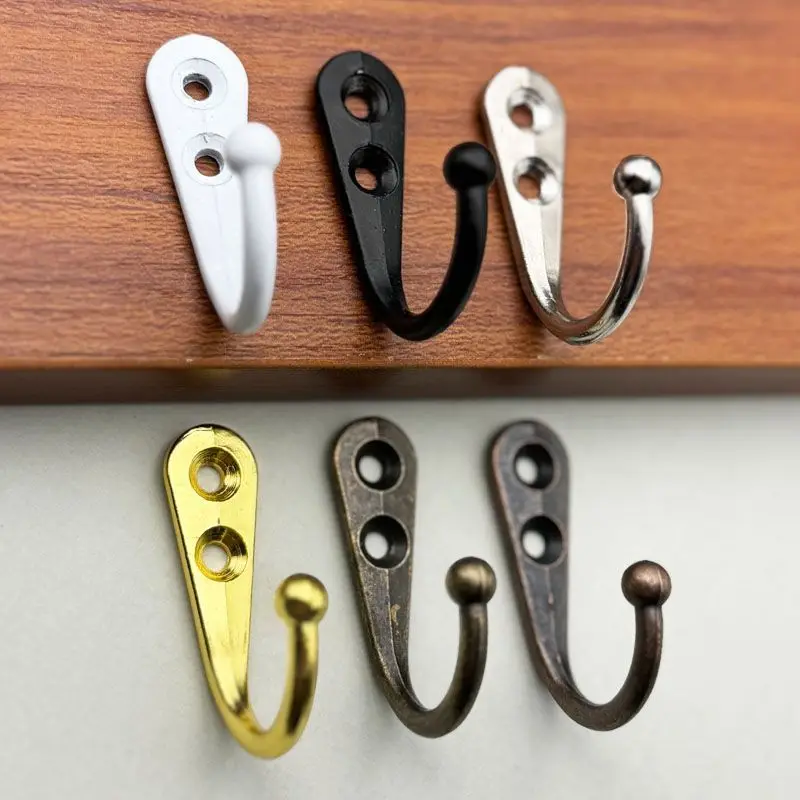 Heavy Duty Alloy Hooks with Screws Wall Mounted Hanging Hangers for Coat Towel Bags Cups Hook Home Storage Rack Holder