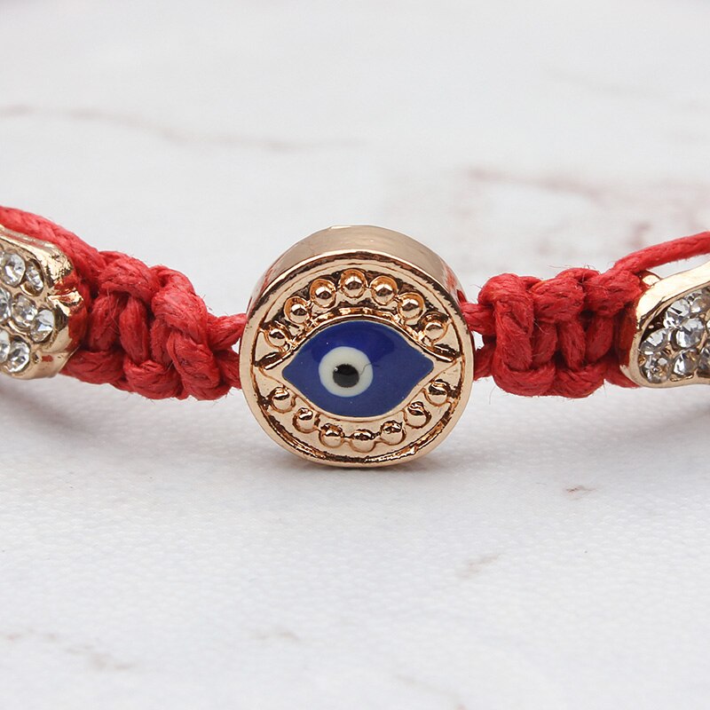 Hamsa Hand Blue Evil Eye Charms Red Rope String Gevlochten Handgemaakte Armband Voor Vrouwen Verstelbare Lengte