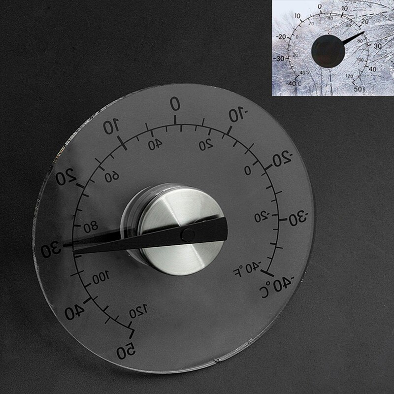Circular Transparent Outdoor Window Thermometer Temperature Weather Station Tool