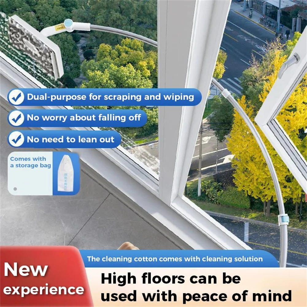 Cepillo de limpieza de vidrio de ventana de gran altura para el hogar, herramientas de limpieza de vidrio de doble cara, adecuadas para limpieza de ventanas de gran altura
