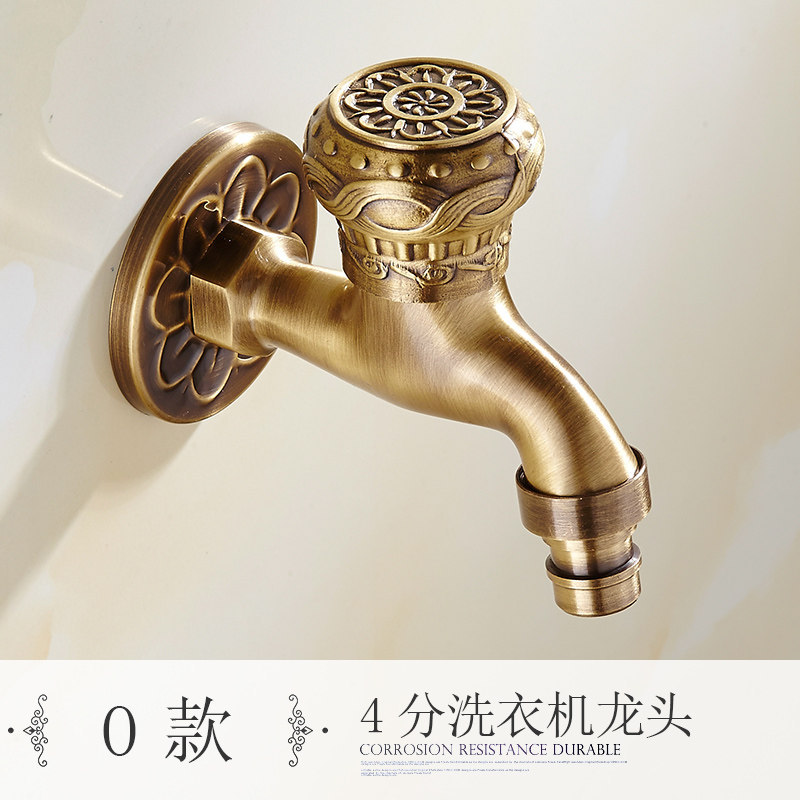 Pure Copper Carved Wall Bottle Tap Bibcock Retro Tap Anticorrosive Decorative Outdoor Garden Faucet Washing Machine Mop Tap: O