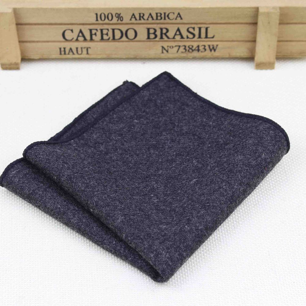 Hankerchief Scarves Vintage Wool Hankies Men's Pocket Square Handkerchiefs Striped Solid Cotton 23*23cm