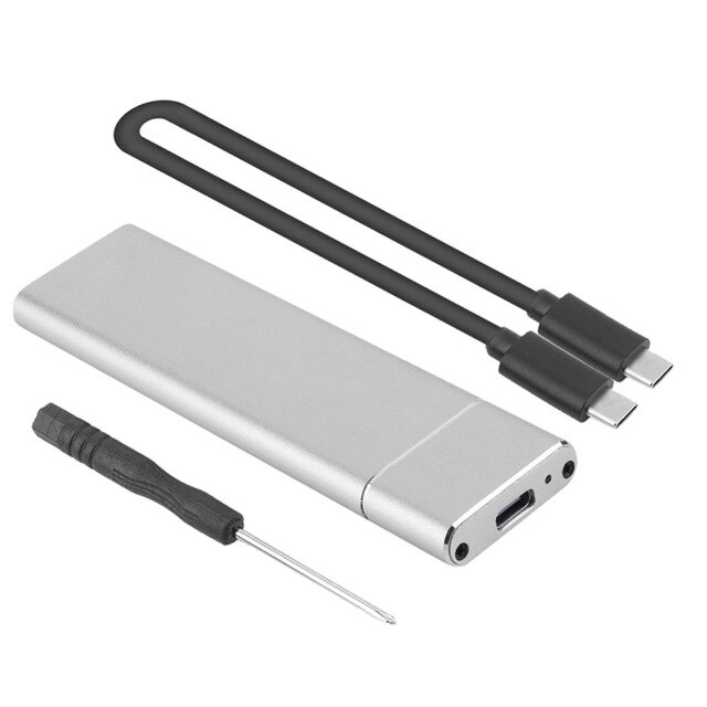 Carcasa de disco duro USB3.1 M.2 a USB SSD, carcasa de disco duro tipo C 3,1 a (llave B + M)/B key conector 2242/2260/2280 M2 SATA SSD: C to C cable Silver