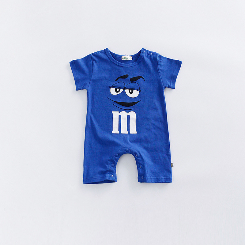 Barboteuse en coton pour -né fille et garçon, combinaisons bonbons, chocolats, vêtements d'été à manches courtes, doux pour bébé