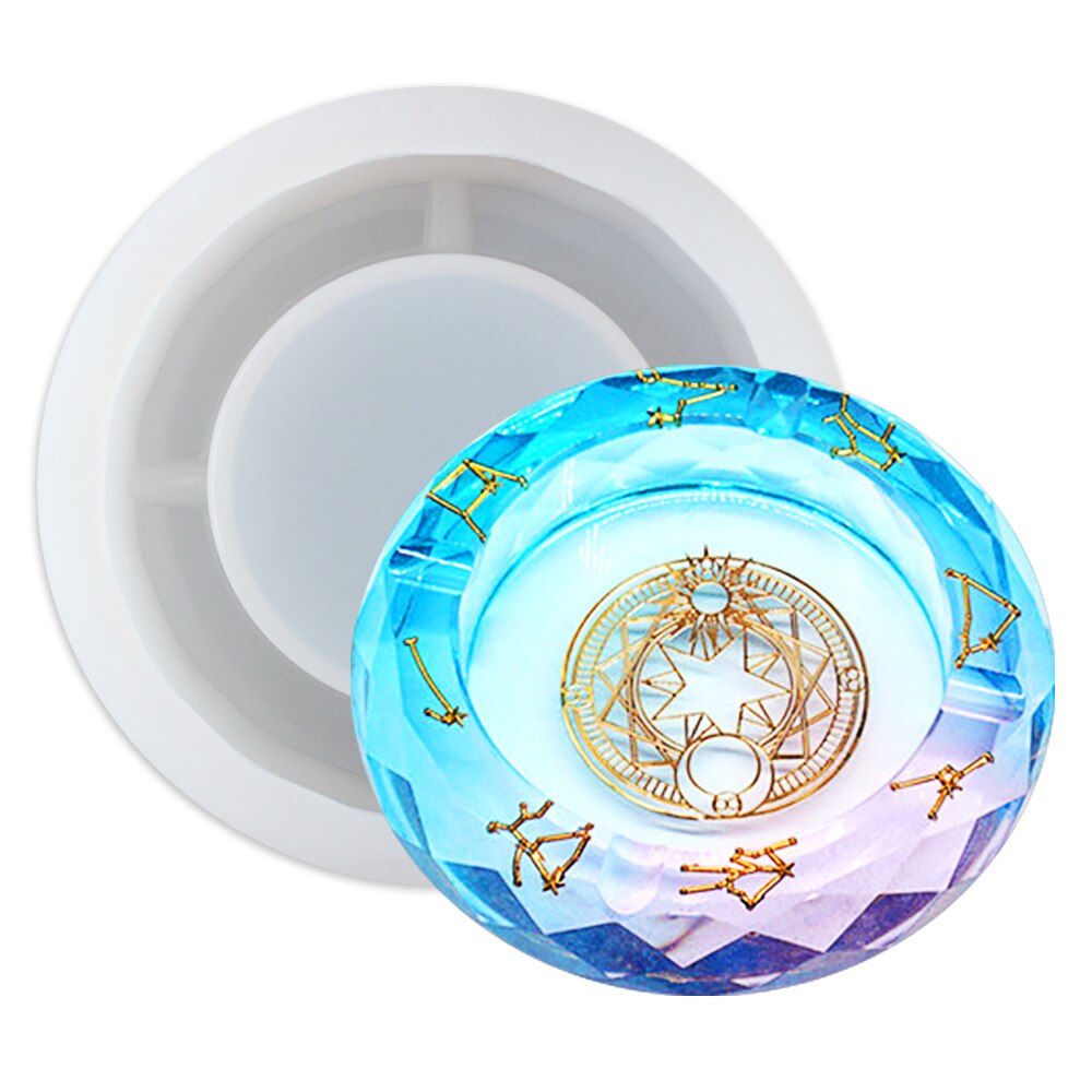 Siliconen Epoxy Mallen Hars Asbak Craft Diy Hars Mold Schedel Hart Plein Mold Diy Kristal Uv Sieraden Maken Gereedschap: Round Mold 8.8cm