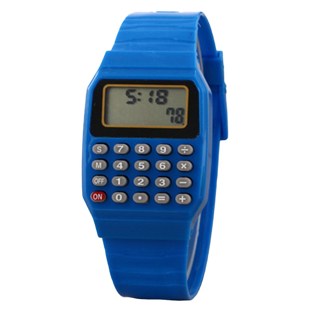 Plastic Children Digital Square Wrist Watch Mini Portable Calculator Exam Tool Kids AG4 Button Battery