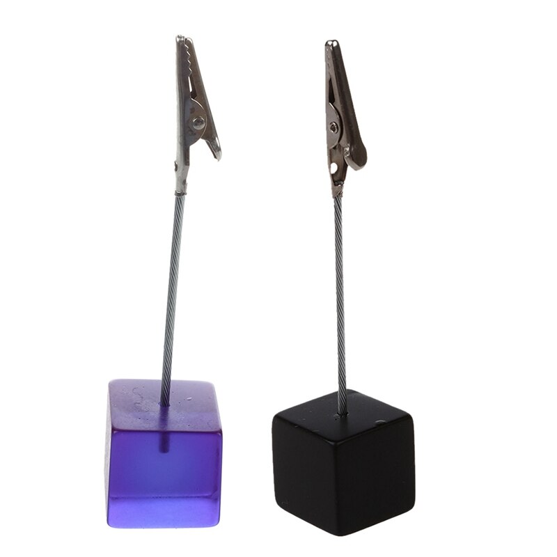 2 Pcs Memo Halter Card Holder Memo Clip Photo Picture Holder with Alligator Clip-Black & Purple