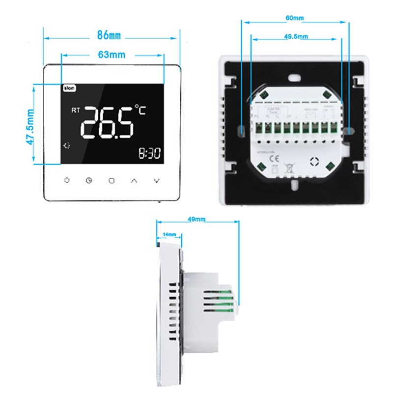 WiFi smart thermostat LCD display touch screen used for electric floor heating water/gas boiler temperature remote control