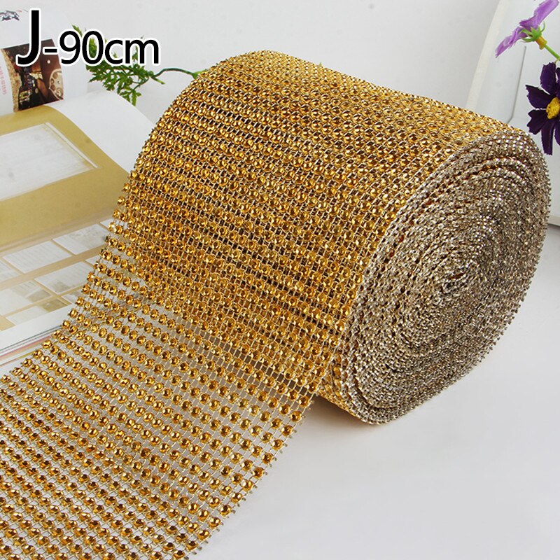 1 Roll 24 Rijen Goud Zilver Crystal Diamond Mesh Rhinestone Lint Voor Verjaardag Bruiloft Diy Decoratie Cake Wrap Crystal Tulle: J