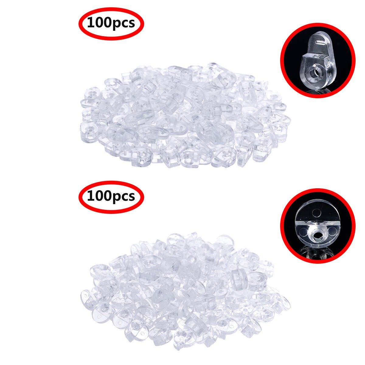 100Pcs Transparent Plastic Glass Panel Retainer Mirror Fix Clips Accessories for Cabinet Door Window Dressing Hardware