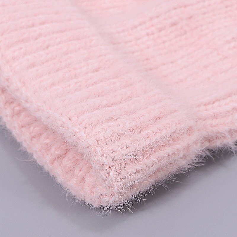 Konijnenbont Muts - Winter Warme Gebreide Dikke Muts voor Dames Heren - Casual Effen Stijl - 55-60cm Hoofdomtrek