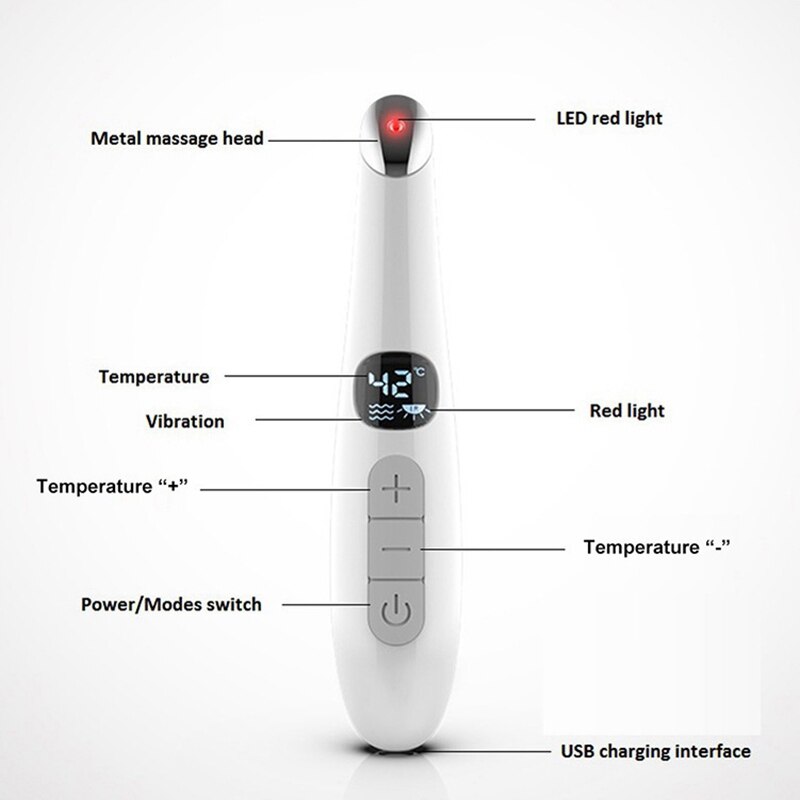 USB Rechargeable Eye Massager Electric Eye Massage Anti-Wrinkle Anti-Aging Eye Care LED Screen Thermal Massage