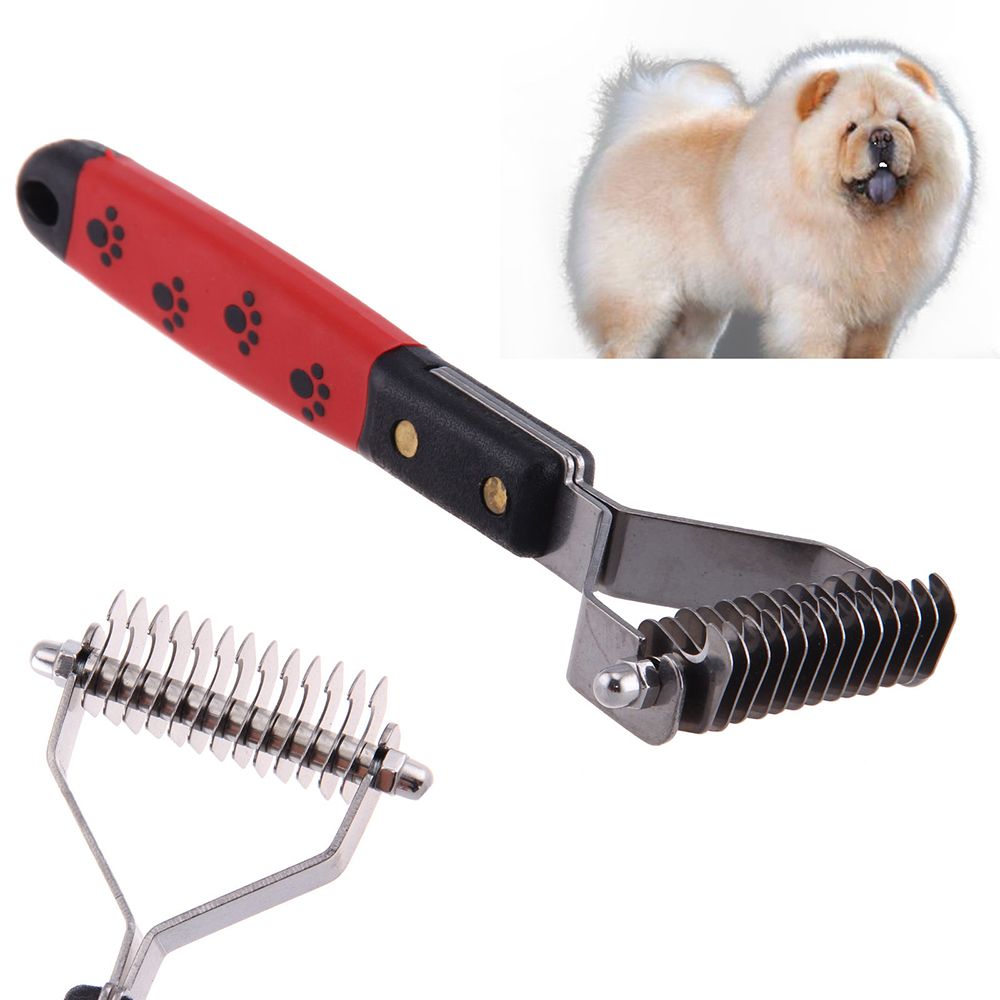 Pet Fur Knot Cutter Remove Rake Grooming Shedding Brush Comb Rake Dog Cat Fur Shedding Blade Trimmer Grooming Rake Dematting