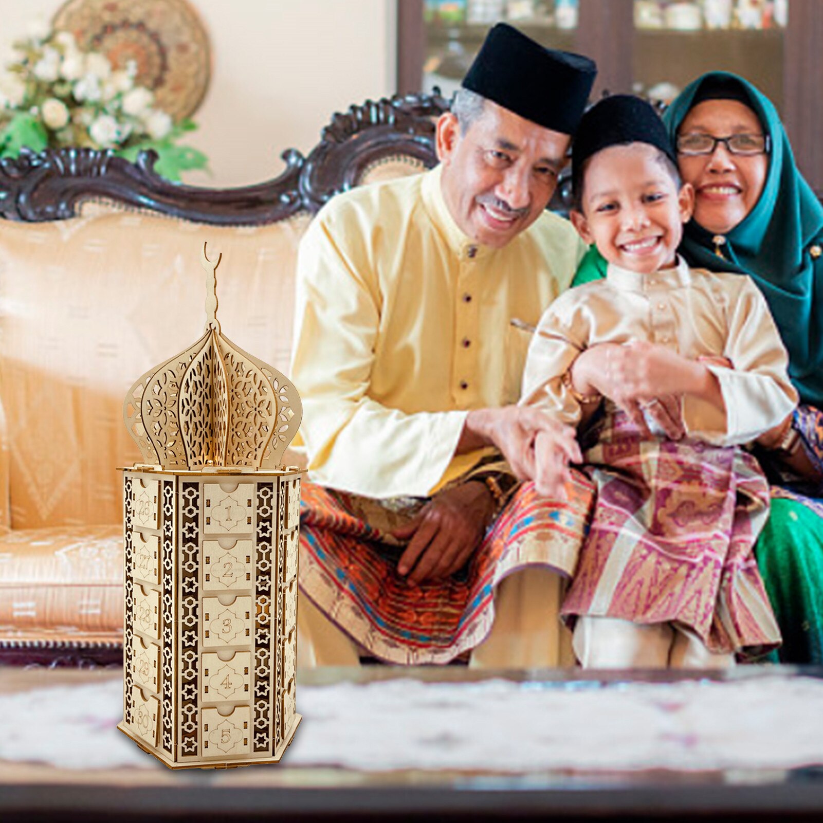 Wooden Ramadan Calendar Eid DIY Wooden Countdown Calendar Cabinet Countdown To Eid Al-Fitr Ramadan Calendar Decoration