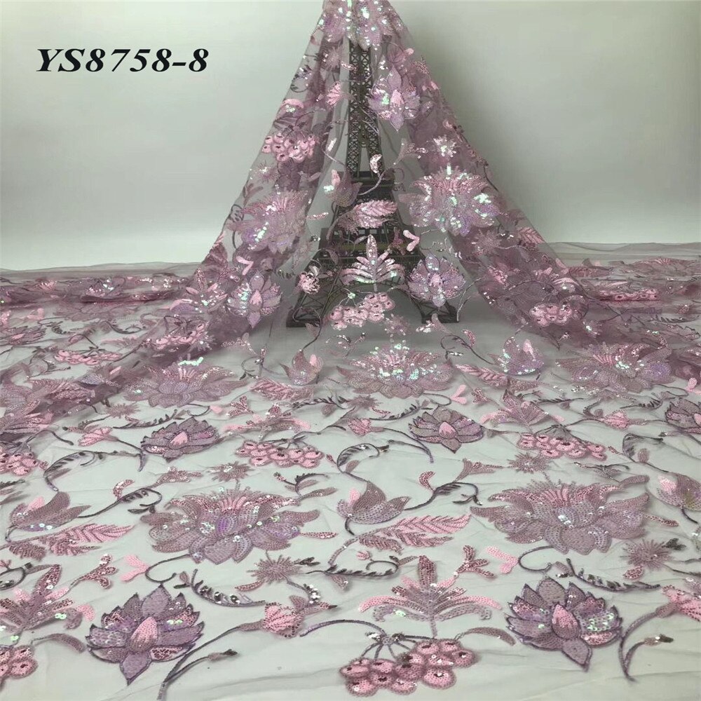 Europeu e americano estilo romântico novo lantejoulas bordado gaze transparente brilho design vestido de casamento 5 metros pano: 8